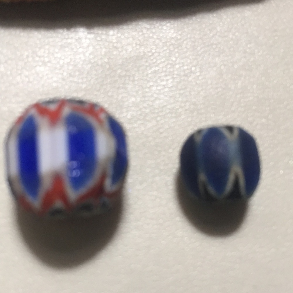 Vintage Chevron beads two one large one small glass